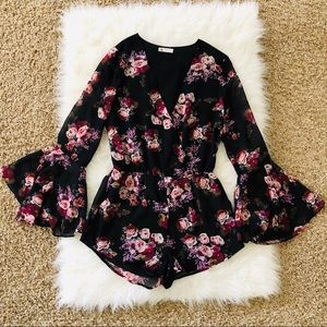 Floral Bell Sleeve Romper